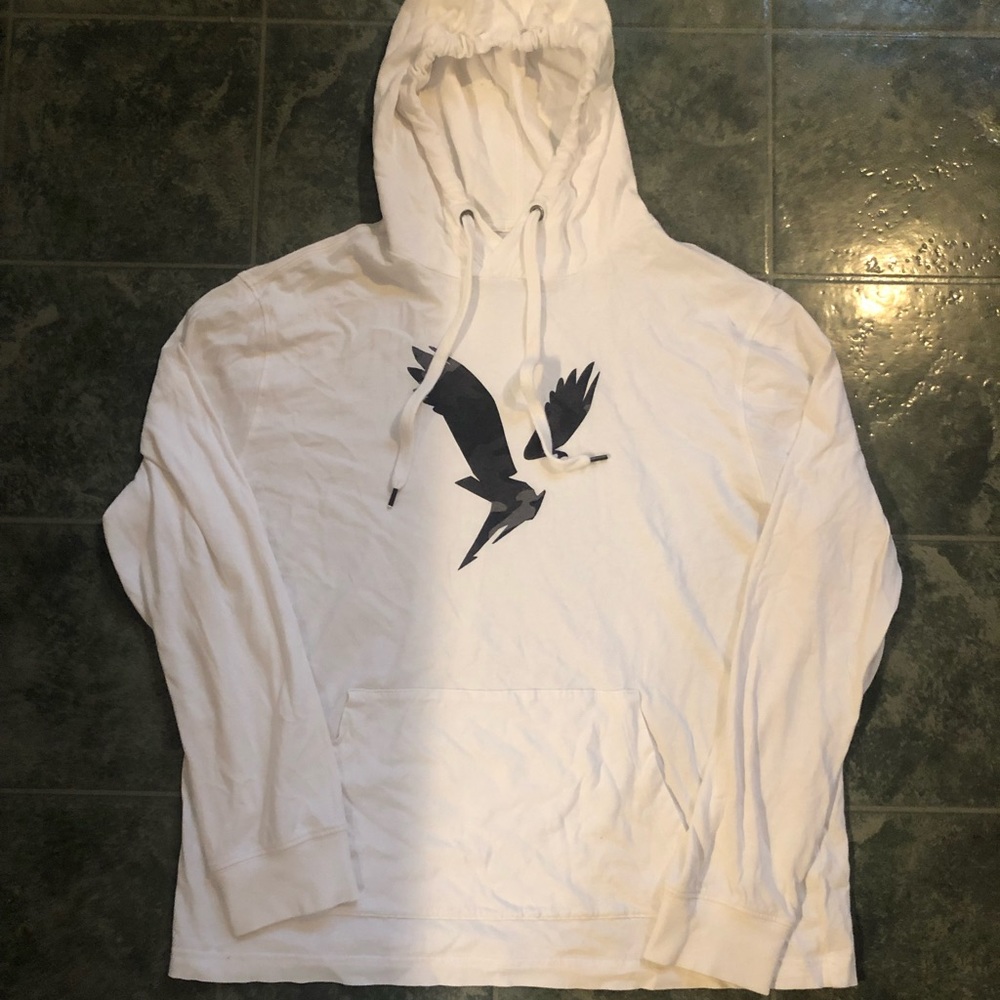 Light material white American eagle hoodie